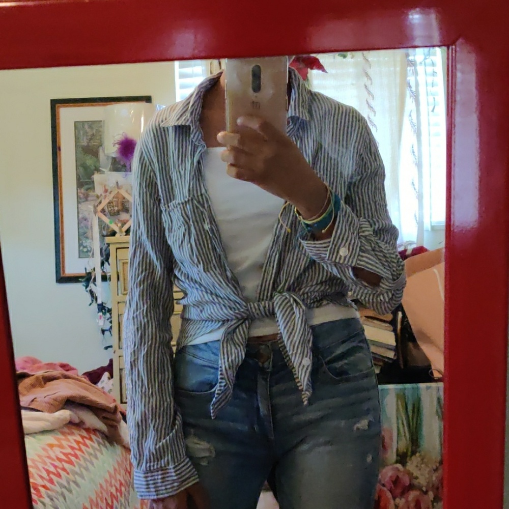 Striped button-down